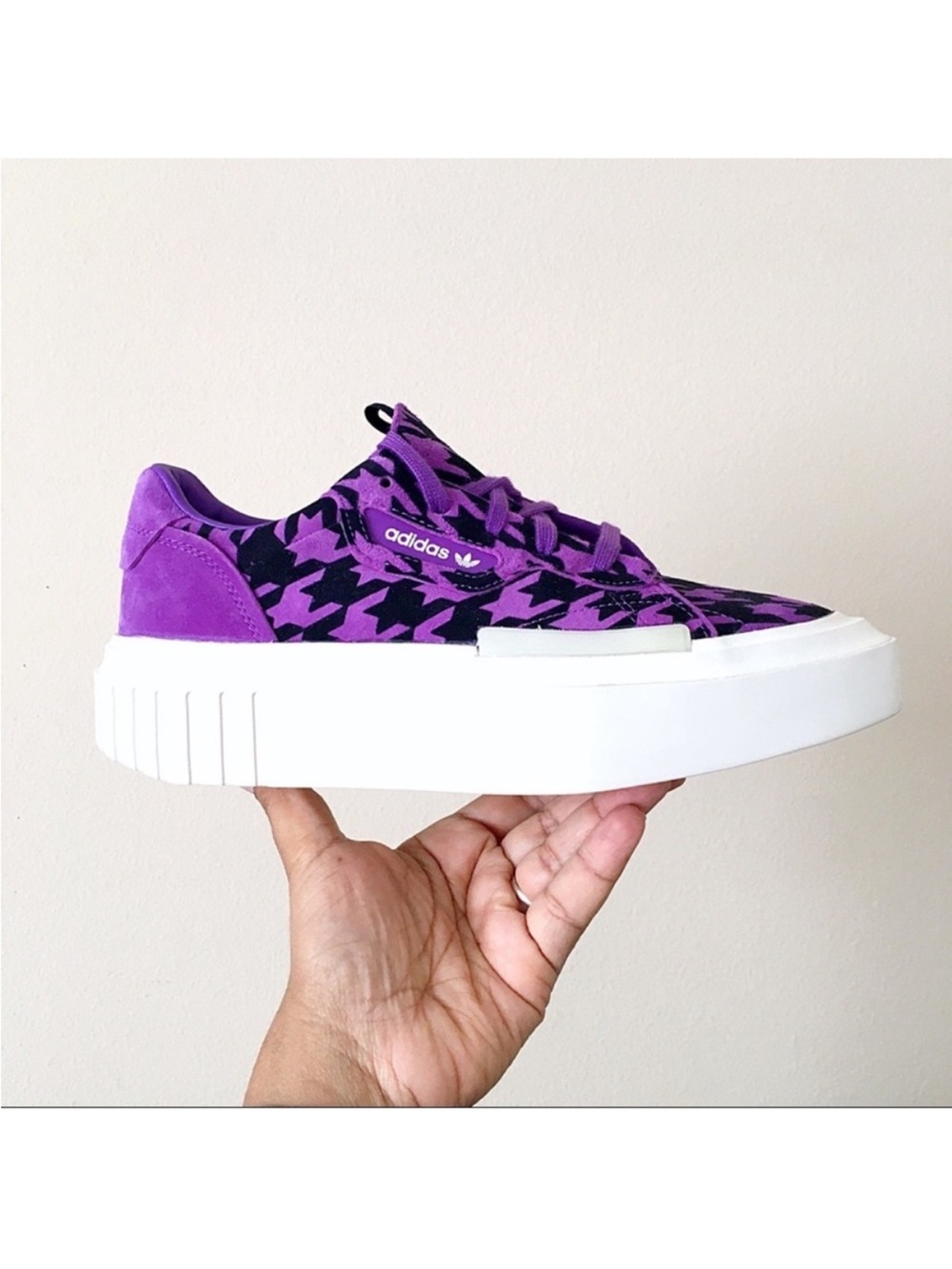 Adidas Hypersleek Houndstooth Active Purple Suede Check Motif Shoes